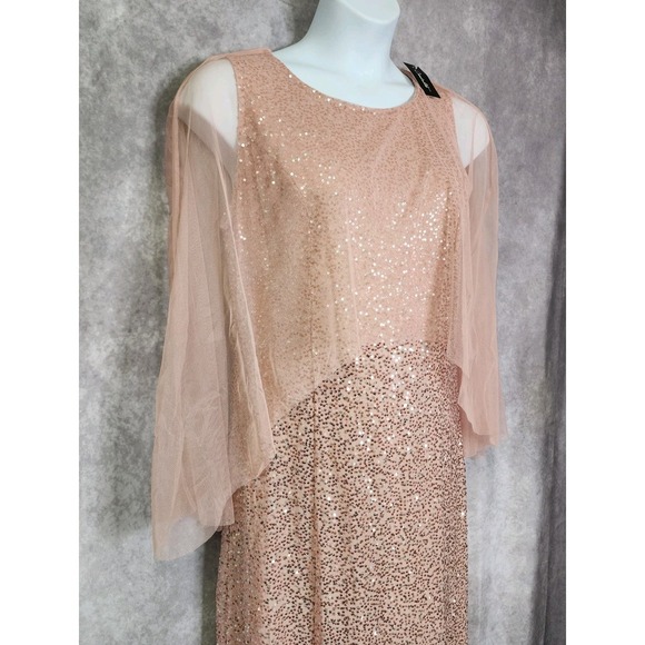Candalite Dress Formal Maxi Blush Pink Sequins Womens Size XL Overlay NWT - Picture 2 of 12